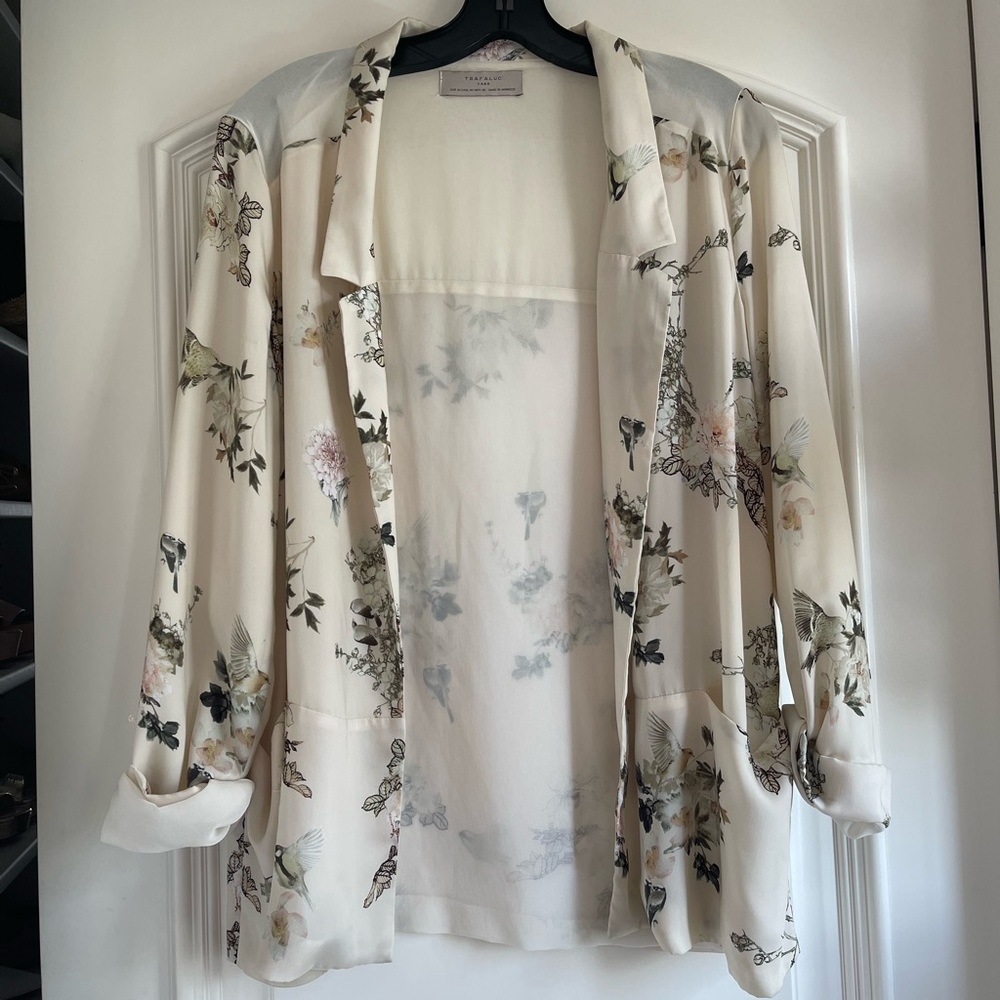ZARA Floral Silk Blazer